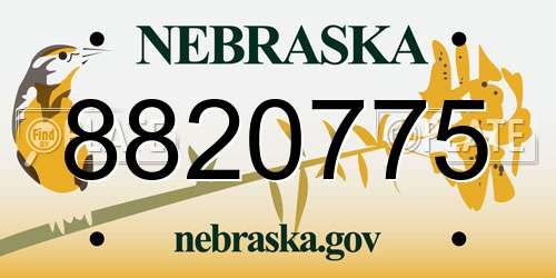 8820775 Nebraska License Plate