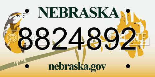 8824892 Nebraska License Plate