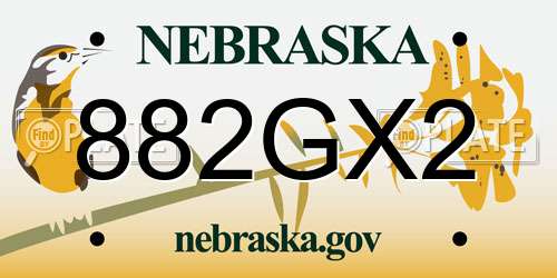 882GX2 Nebraska License Plate