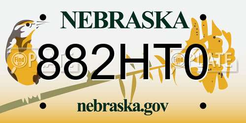 882HT0 Nebraska License Plate