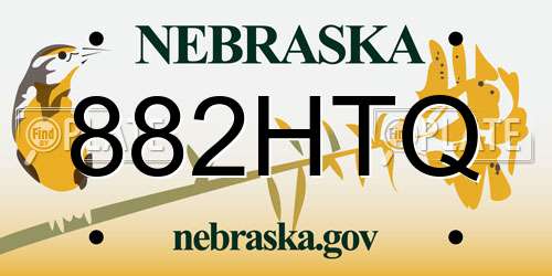 882HTQ Nebraska License Plate