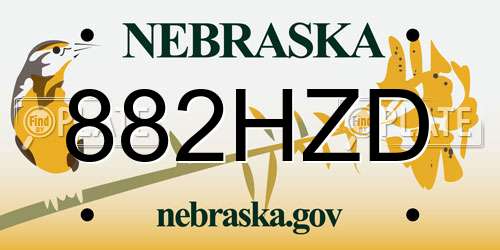882HZD Nebraska License Plate