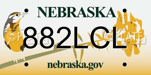 882LCL Nebraska License Plate