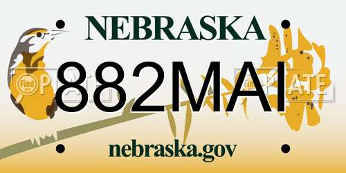 882MAI Nebraska License Plate