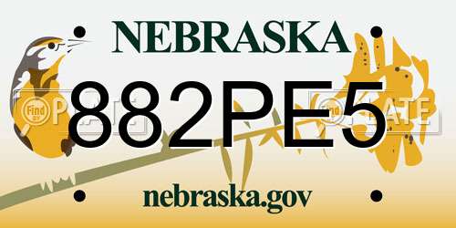 882PE5 Nebraska License Plate