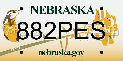 882PES Nebraska License Plate