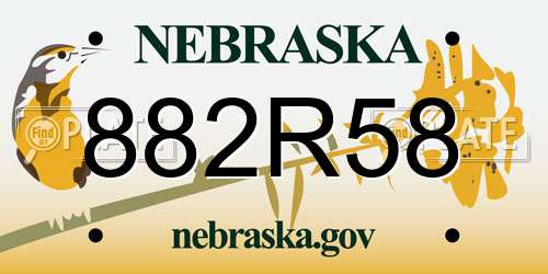 882R58 Nebraska License Plate