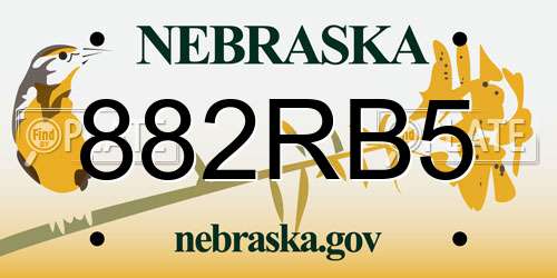 882RB5 Nebraska License Plate