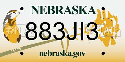 883JI3 Nebraska License Plate