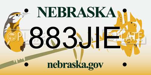 883JIE Nebraska License Plate