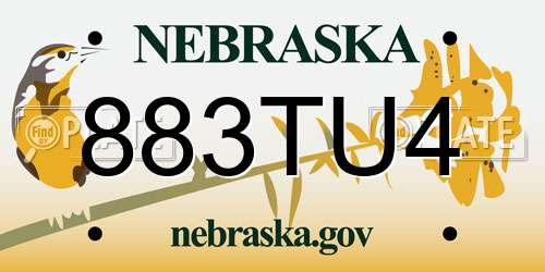 883TU4 Nebraska License Plate