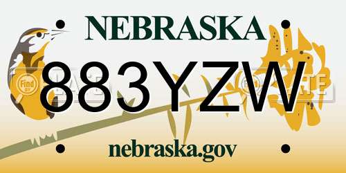883YZW Nebraska License Plate