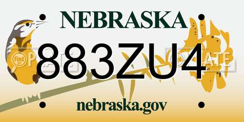 883ZU4 Nebraska License Plate