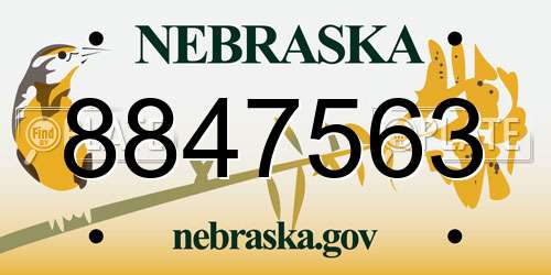 8847563 Nebraska License Plate