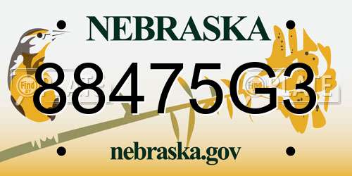 88475G3 Nebraska License Plate