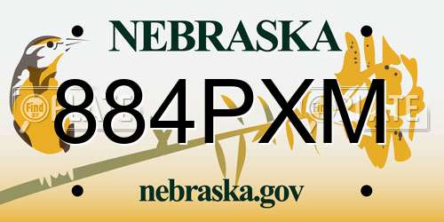884PXM Nebraska License Plate