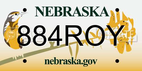 884ROY Nebraska License Plate
