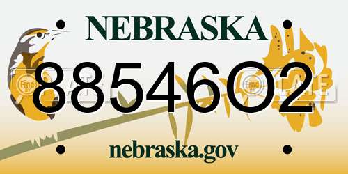 88546O2 Nebraska License Plate
