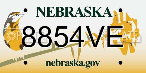 8854VE Nebraska License Plate