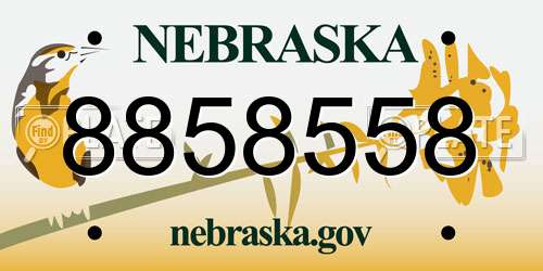 8858558 Nebraska License Plate
