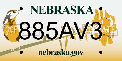 885AV3 Nebraska License Plate