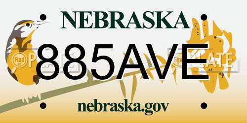885AVE Nebraska License Plate