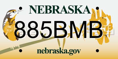 885BMB Nebraska License Plate