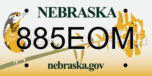 885EOM Nebraska License Plate