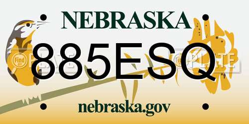 885ESQ Nebraska License Plate