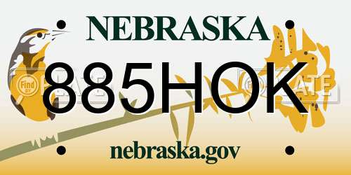 885HOK Nebraska License Plate