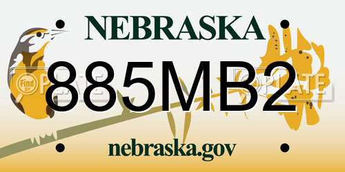 885MB2 Nebraska License Plate