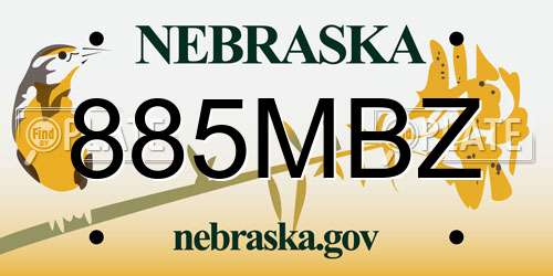885MBZ Nebraska License Plate