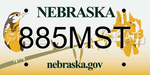 885MST Nebraska License Plate