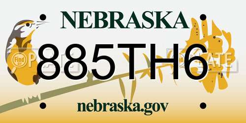 885TH6 Nebraska License Plate