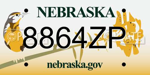 8864ZP Nebraska License Plate