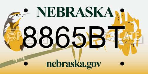 8865BT Nebraska License Plate