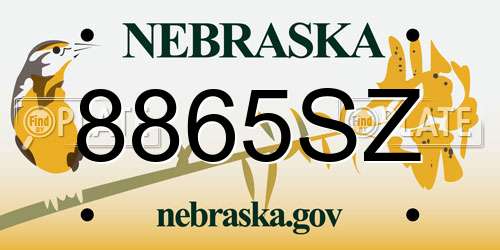 8865SZ Nebraska License Plate