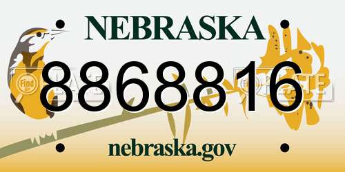8868816 Nebraska License Plate