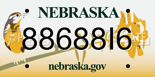 88688I6 Nebraska License Plate