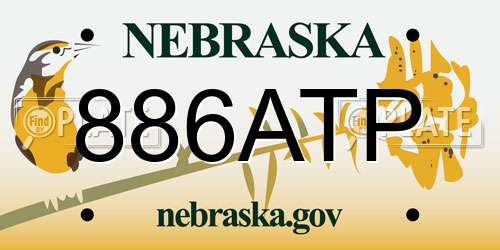 886ATP Nebraska License Plate