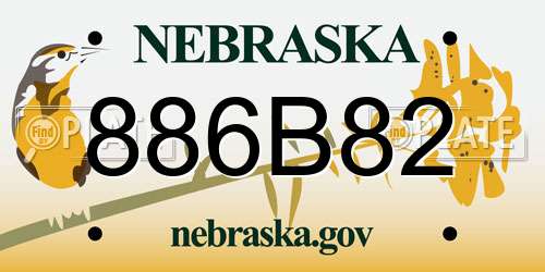 886B82 Nebraska License Plate