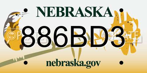 886BD3 Nebraska License Plate