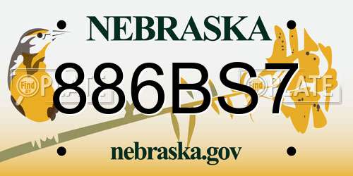 886BS7 Nebraska License Plate