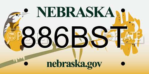 886BST Nebraska License Plate