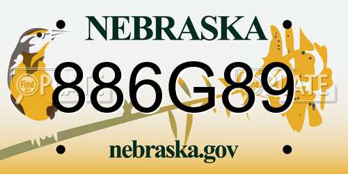 886G89 Nebraska License Plate