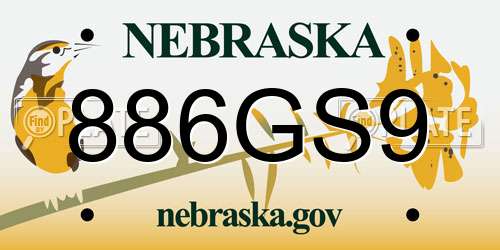 886GS9 Nebraska License Plate