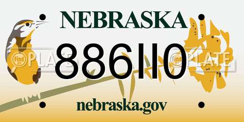 886II0 Nebraska License Plate