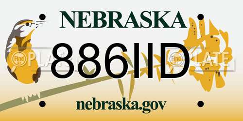 886IID Nebraska License Plate