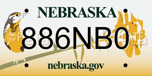 886NB0 Nebraska License Plate