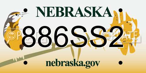 886SS2 Nebraska License Plate